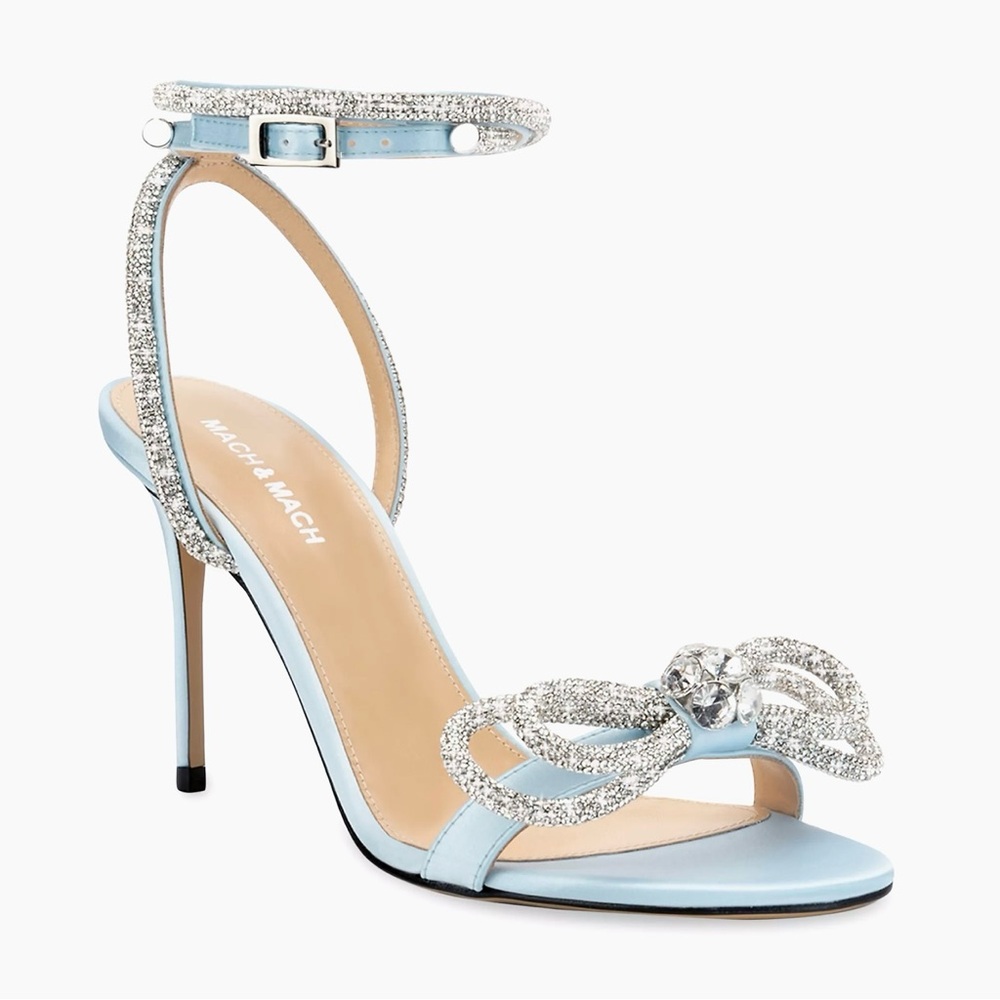 worn ONCE! Mach & Mach light blue bow heels - sz 40 (US 10)
